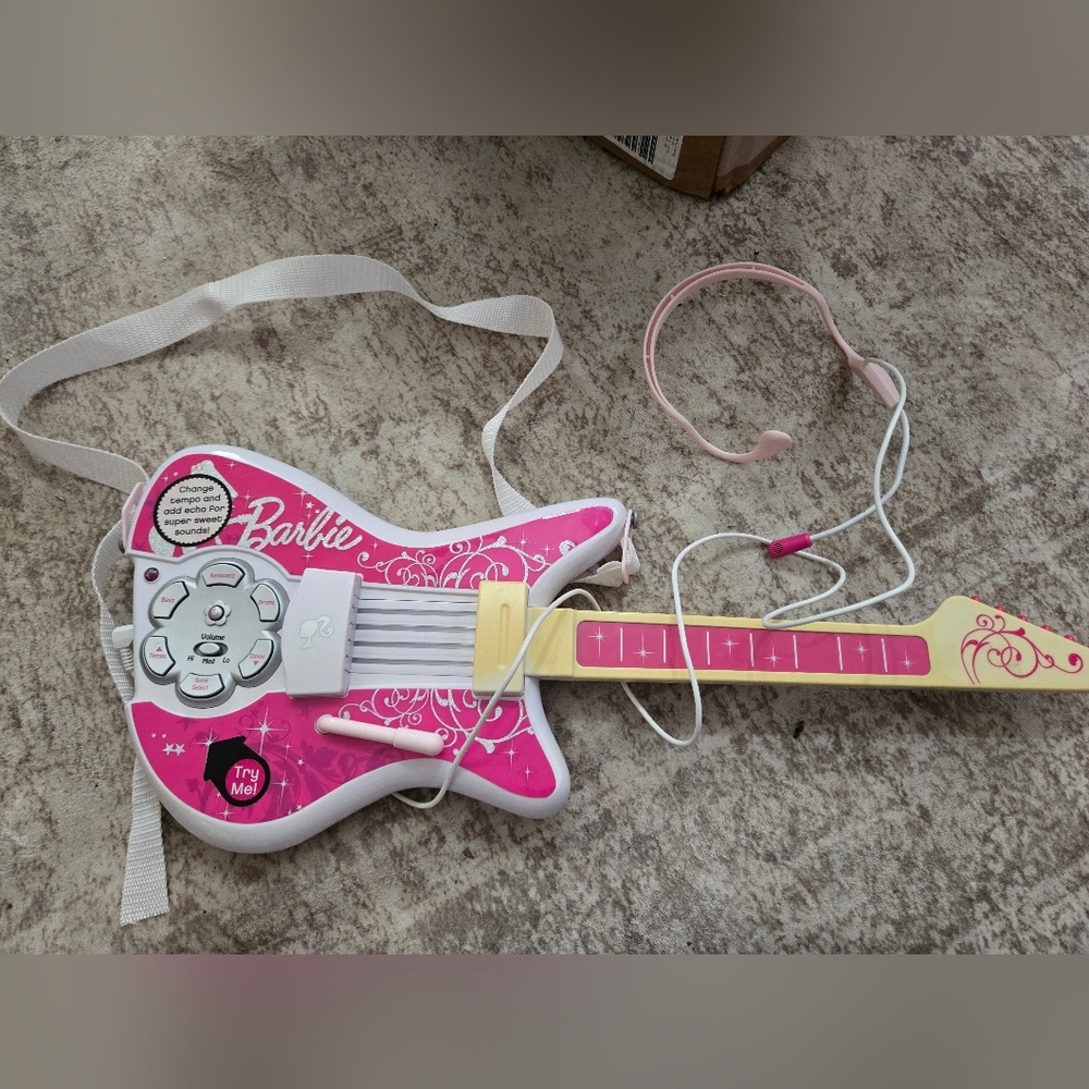 Barbie Jam With Me Rock Star Electric Guitar and Headset Mattel 2009 Tested